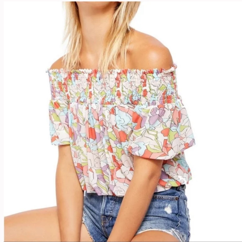 Free People Technicolor Bubble Top Cropped S
